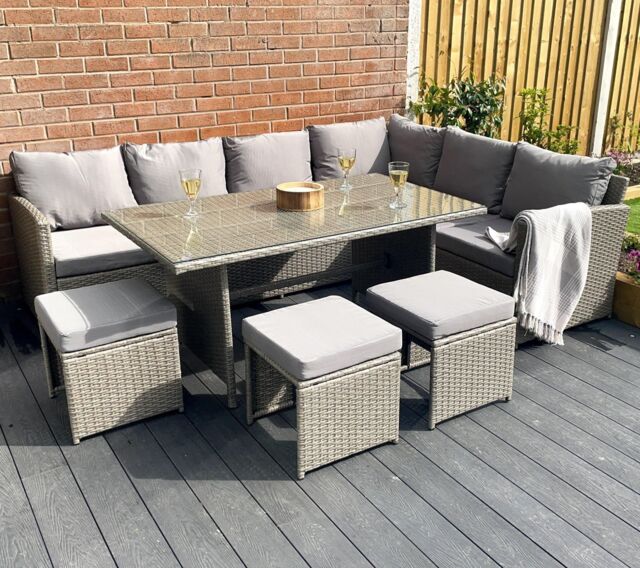 Outdoor Living The Knutsford 9 Seat Corner Rattan Dining Set in Grey - image 1