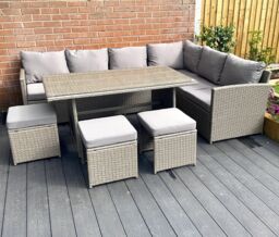 Outdoor Living The Knutsford 9 Seat Corner Rattan Dining Set in Grey - thumbnail 6