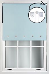 Furnished Duck Egg Blue Blackout Roller Blind with Chrome Square Eyelets & Metal Fittings - Size: 60 cm width x 165 cm drop - thumbnail 1