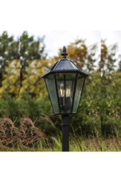 CGC Lighting 'London' 2.3 Metre Extra Tall Black Victorian Style LED Solar Post Light - thumbnail 3