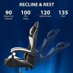 EONLION Gaming Chair Office Computer in Black - Size: 100 cm - thumbnail 5
