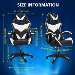 EONLION Gaming Chair Office Computer in Black - Size: 100 cm - thumbnail 2