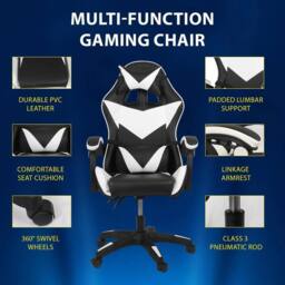 EONLION Gaming Chair Office Computer in Black - Size: 100 cm - thumbnail 3
