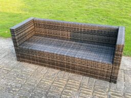 Fimous Pe Rattan Corner Sofa Set Outdoor Garden Furniture Square Coffee Table Chair in Dark Grey - thumbnail 3