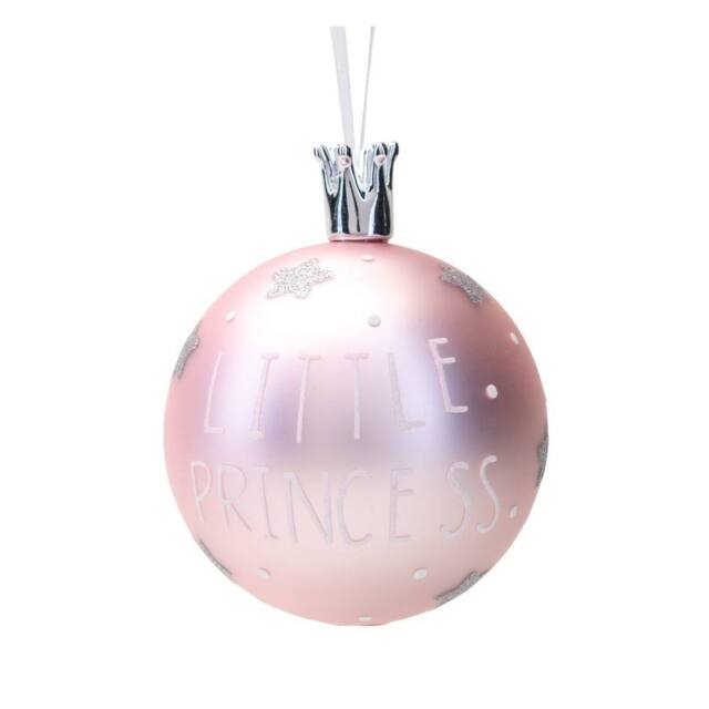 Widdop Women's Pink Little Princess Christmas Glass Bauble