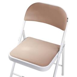 Wyld and Coco Beige Folding Chairs 4-Pack - Padded Mesh Seats White Metal Frames - thumbnail 9