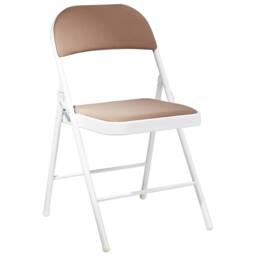Wyld and Coco Beige Folding Chairs 4-Pack - Padded Mesh Seats White Metal Frames - thumbnail 3