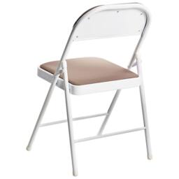 Wyld and Coco Beige Folding Chairs 4-Pack - Padded Mesh Seats White Metal Frames - thumbnail 6