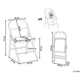 Wyld and Coco Beige Folding Chairs 4-Pack - Padded Mesh Seats White Metal Frames - thumbnail 4