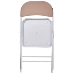 Wyld and Coco Beige Folding Chairs 4-Pack - Padded Mesh Seats White Metal Frames - thumbnail 7