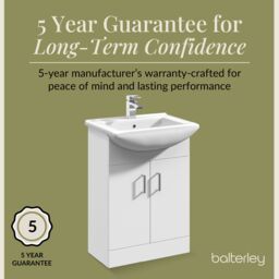 Balterley 2 Door Vanity Basin Unit with Square Basin Gloss White 550mm - thumbnail 6