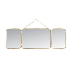Signature Triptych Barber Mirror In Gilded Brass - W114 X H40cm in Metallic Gold - thumbnail 1