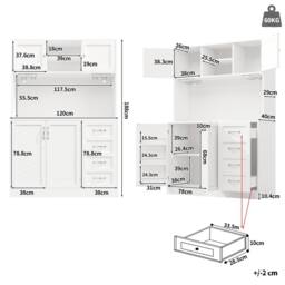 Merax Large Kitchen Pantry Cabinet with LED Coffee Station Wine Glass Holder in White - thumbnail 5