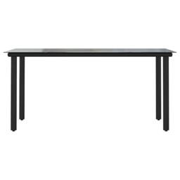 Berkfield Home Beautiful 5 Piece Garden Dining Set Black Poly Rattan Glass - thumbnail 7