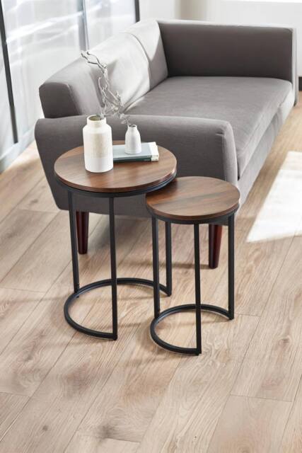Julian Bowen Tribeca Round Nest of 2 Side Tables in Walnut - image 1