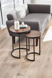 Julian Bowen Tribeca Round Nest of 2 Side Tables in Walnut - thumbnail 1