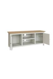 FWStyle Men's 2 Door Oak Ready Assembled TV Unit Cream Linen - thumbnail 5