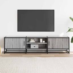 Berkfield Home TV Cabinet Grey Sonoma 160x35x41 cm Engineered Wood & Metal - Size: 160 x 35 x 41 cm - thumbnail 1
