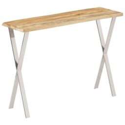 Berkfield Home Console Table with Live Edge 105x33x76 cm Solid Wood Mango in Brown - Size: 105 x 33 x 76 cm - thumbnail 4