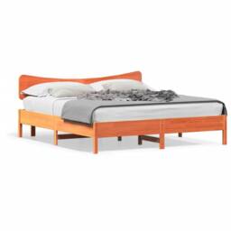 Berkfield Home Bed Frame without Mattress Wax Brown 200x200 cm Solid Wood Pine - thumbnail 1
