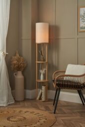 BHS Lighting Shelby Floor Lamp with Shelves in Brown - thumbnail 4