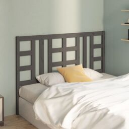 Berkfield Home Bed Headboard Grey 126x4x100 cm Solid Wood Pine - Size: 126 x 4 x 100 cm - thumbnail 3