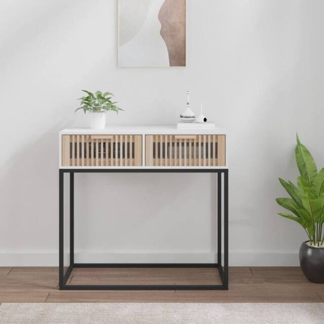 Berkfield Home Console Table White 80x30x75 cm Engineered Wood & Iron - Size: 80 x 30 x 75 cm - image 1