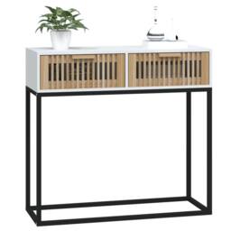 Berkfield Home Console Table White 80x30x75 cm Engineered Wood & Iron - Size: 80 x 30 x 75 cm - thumbnail 3
