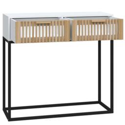 Berkfield Home Console Table White 80x30x75 cm Engineered Wood & Iron - Size: 80 x 30 x 75 cm - thumbnail 5