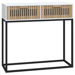 Berkfield Home Console Table White 80x30x75 cm Engineered Wood & Iron - Size: 80 x 30 x 75 cm - thumbnail 2