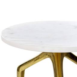 Wyld and Coco Round White Marble Side Table with Gold Legs 30cm - thumbnail 3