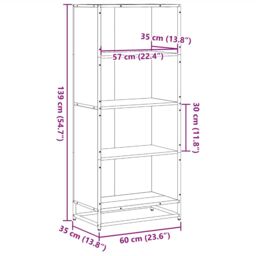 Berkfield Home Bookcase Smoked Oak 60x35x139 cm Engineered Wood in Brown - Size: 60 x 35 x 139 cm - thumbnail 9