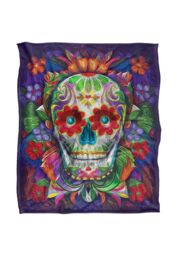 JQ Licensing James Piazza Colorful Sugar Skull Silky Touch Super Soft Throw Blanket 152 X 127 cm in White - thumbnail 1