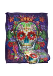 JQ Licensing James Piazza Colorful Sugar Skull Silky Touch Super Soft Throw Blanket 152 X 127 cm in White - thumbnail 2