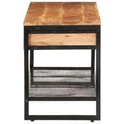 Berkfield Home Shoe Bench 110x35x45 cm Solid Wood Acacia & Iron in Brown - Size: 110 x 35 x 45 cm - thumbnail 3