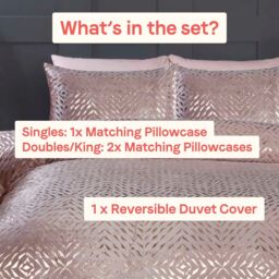 Rapport Home Bellagio Embellished Polycotton Duvet Cover Set With Pillowcase in Dusty Pink - Size: Single - thumbnail 4