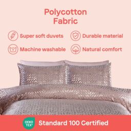 Rapport Home Bellagio Embellished Polycotton Duvet Cover Set With Pillowcase in Dusty Pink - Size: Single - thumbnail 6