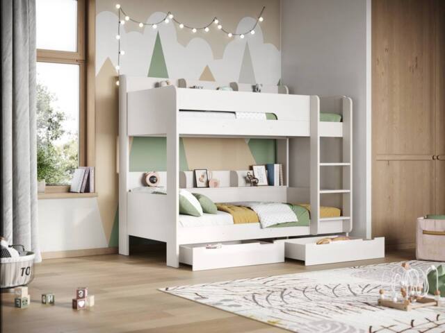 Flair Eddie Storage Bunk Bed in White - Size: Single - image 1