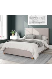 Aspire Garland Upholstered Ottoman Storage Bed, Eire Linen Fabric in Off-White - Size: Super King - thumbnail 1