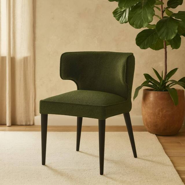 Wyld Haus Mirmande Mid Century Curved Green Dining Chair Wooden Legs - image 1