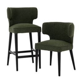 Wyld Haus Mirmande Mid Century Curved Green Dining Chair Wooden Legs - thumbnail 7