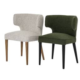 Wyld Haus Mirmande Mid Century Curved Green Dining Chair Wooden Legs - thumbnail 8