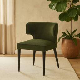 Wyld Haus Mirmande Mid Century Curved Green Dining Chair Wooden Legs - thumbnail 1