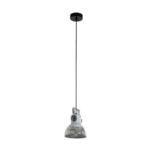Loops Hanging Ceiling Pendant Light Black & Raw Steel 1x 40W E27 Industrial Feature - image 1