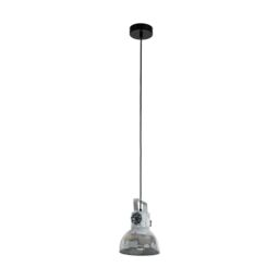 Loops Hanging Ceiling Pendant Light Black & Raw Steel 1x 40W E27 Industrial Feature