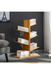 H&O Direct 5-Tier Wooden Tree Bookshelf in Brown - thumbnail 2
