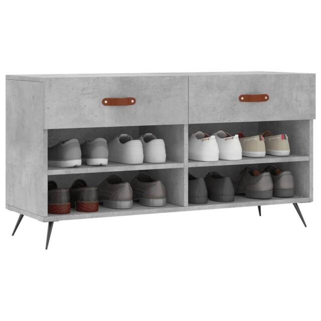 Berkfield Home Shoe Bench Concrete Grey 102x35x55 cm Engineered Wood - Size: 102 x 35 x 55 cm - image 1