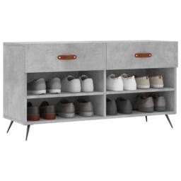 Berkfield Home Shoe Bench Concrete Grey 102x35x55 cm Engineered Wood - Size: 102 x 35 x 55 cm