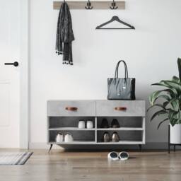 Berkfield Home Shoe Bench Concrete Grey 102x35x55 cm Engineered Wood - Size: 102 x 35 x 55 cm - thumbnail 2