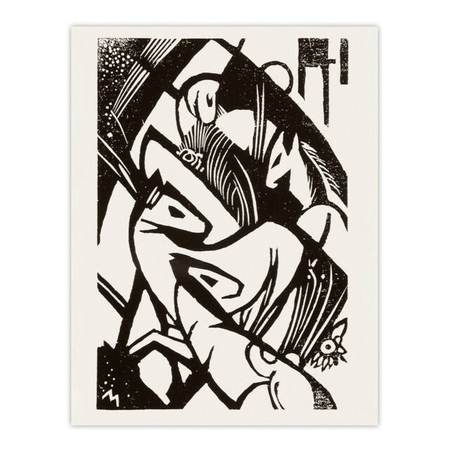 "Artery8 Horses 1912 Abstract Painting Franz Marc Vintage Wall Art Print Poster in White - Size: W12"" x H16""" - image 1